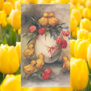 paaskippen met Red Tulip Flowers Rechthoekige Sticker