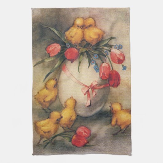  paaskippen met Red Tulip Flowers Theedoek (Verticaal)