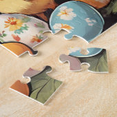 paaskippenfamilie in de lentetuin legpuzzel (Zijkant)