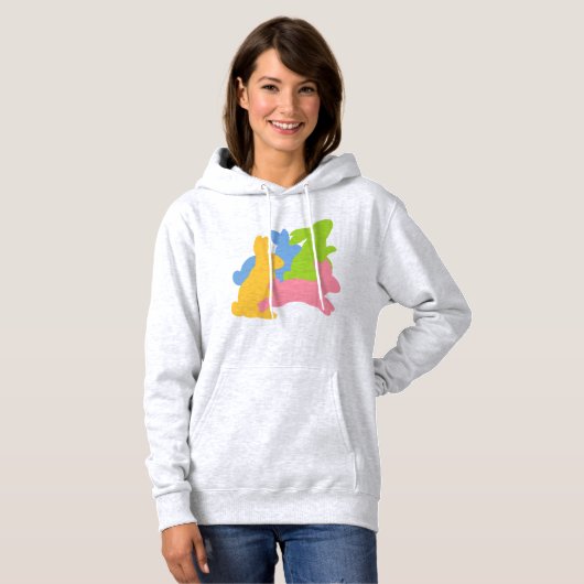 paaskleding, paaskonijnen vrouwen hoodie (Voorkant volledig)