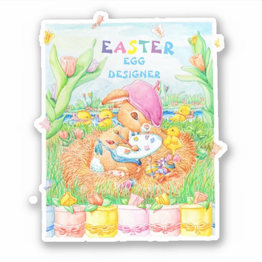 Paaskleur ontworpen eieren. sticker (Voorkant)