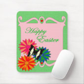 Paaskleurige bloemen en vlinder muismat (Met muis)