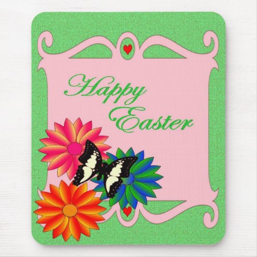 Paaskleurige bloemen en vlinder muismat (Voorkant)
