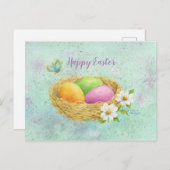 Paaskleurige eieren Nest Briefkaart (Voorkant / Achterkant)