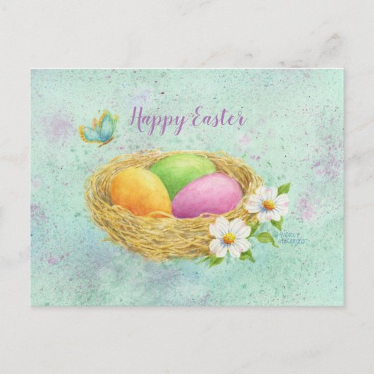 Paaskleurige eieren Nest Briefkaart (Voorkant)