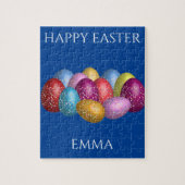 Paaskleurige eitenpuzzel met de naam van het kind. legpuzzel (Verticaal)