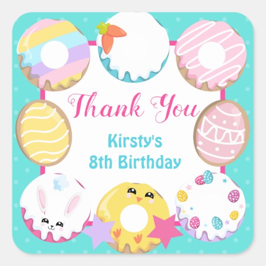 Paaskoekjes Donuts and Sweets Party Vierkante Sticker (Voorkant)