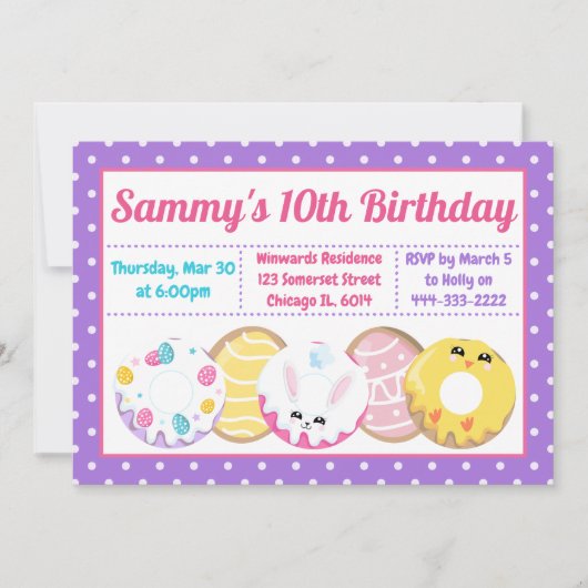 Paaskoekjes Donuts en Sweets Birthday Party Kaart (Voorkant)