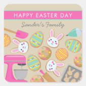 PAASKOEKJES, GELUKKIGE PAASDAG VIERKANTE STICKER (Voorkant)