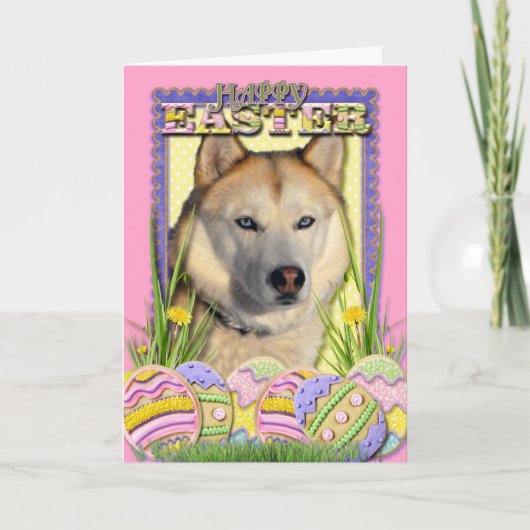 Paaskoekjes - Siberisch Husky Copper Feestdagen Kaart (Voorkant)