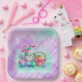 paaskoepel met mandeieren papieren bordje (Feest)