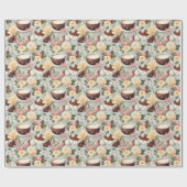 Paaskoffie Brunch Spring Flowers Pattern Cadeaupapier (Vlak)