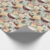Paaskoffie Brunch Spring Flowers Pattern Cadeaupapier (Hoek)