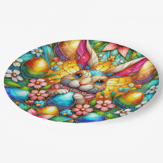 PAASKONIJN 3D ~ Meerkleurig ~ Papieren Bordje (Gekanteld)