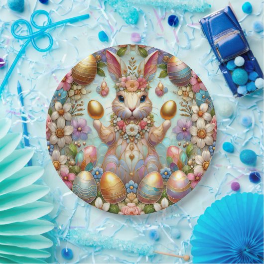 PAASKONIJN 3D ~ Pastels~ Papieren Bordje (Feest)