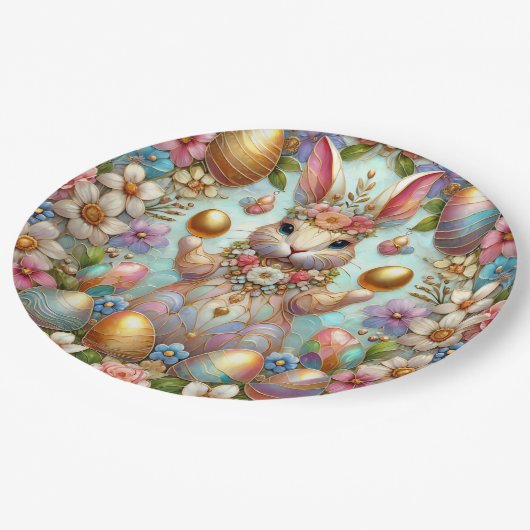 PAASKONIJN 3D ~ Pastels~ Papieren Bordje (Gekanteld)