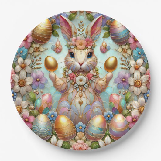 PAASKONIJN 3D ~ Pastels~ Papieren Bordje (Voorkant)