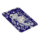 Paaskonijn Artistieke Bunny Blue White Floral Magneet (Rechterzijde)