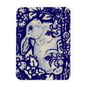 Paaskonijn Artistieke Bunny Blue White Floral Magneet (Verticaal)