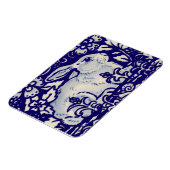 Paaskonijn Artistieke Bunny Blue White Floral Magneet (Linkerzijde)
