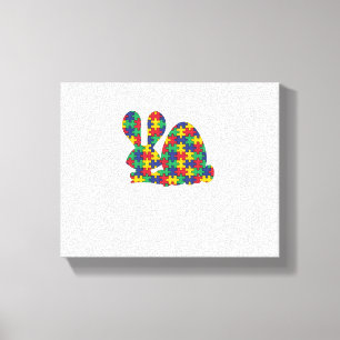 Paaskonijn Autisme Bewustzijn Puzzel Stuk Autist Canvas Afdruk