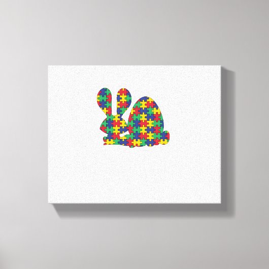 Paaskonijn Autisme Bewustzijn Puzzel Stuk Autist Canvas Afdruk (Voorkant)