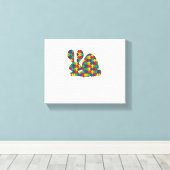Paaskonijn Autisme Bewustzijn Puzzel Stuk Autist Canvas Afdruk (Insitu (Houten vloer))