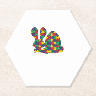 Paaskonijn Autisme Bewustzijn Puzzel Stuk Autist Kartonnen Onderzetters