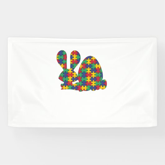 Paaskonijn Autisme Bewustzijn Puzzel Stuk Autist Spandoek (Horizontaal)