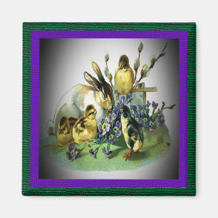  paaskonijn, Baby en bloemen, ZSSG Magneet