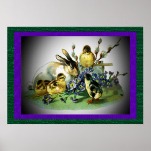  paaskonijn, Baby en bloemen, ZSSG Poster