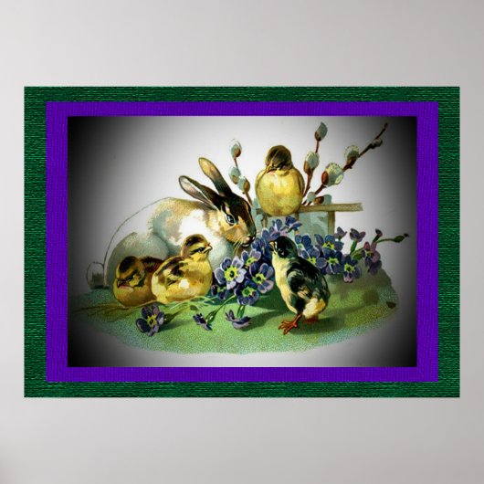 paaskonijn, Baby en bloemen, ZSSG Poster (Voorkant)