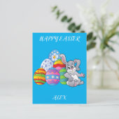 Paaskonijn & briefkaart op maat. (Staand voorkant)