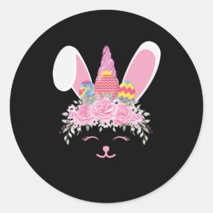 Paaskonijn_Bunny-unicorn met paaseieren Ronde Sticker
