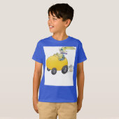 Paaskonijn, die een ei bestuurt. t-shirt (Voorkant volledig)