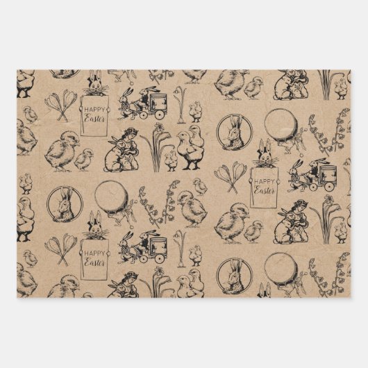 paaskonijn en baksteenkraft Brown Inpakpapier Vel (Voorkant 2)