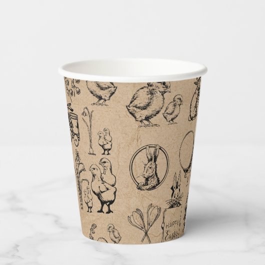  paaskonijn en baksteenkraft Brown Papieren Bekers (Achterkant)