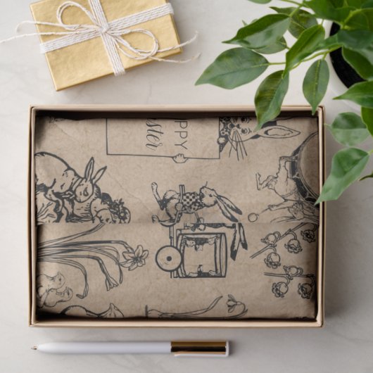  paaskonijn en baksteenkraft Brown Tissuepapier (Geschenk)