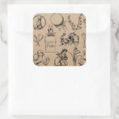  paaskonijn en baksteenkraft Brown Vierkante Sticker (Tas)