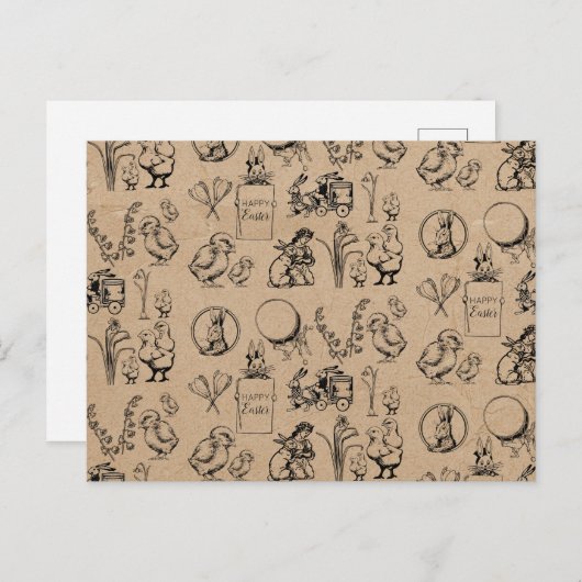  paaskonijn en broodrooster feestdagenkaart (Voorkant / Achterkant)