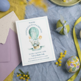 Paaskonijn en een hete ballonjacht op eicellen bedankkaart