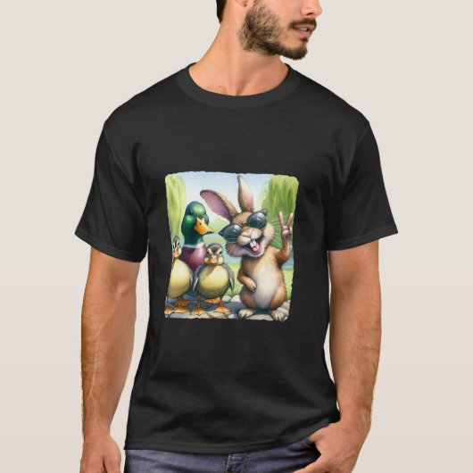 Paaskonijn en eendjes portret in Park Sungl T-shirt (Voorkant)