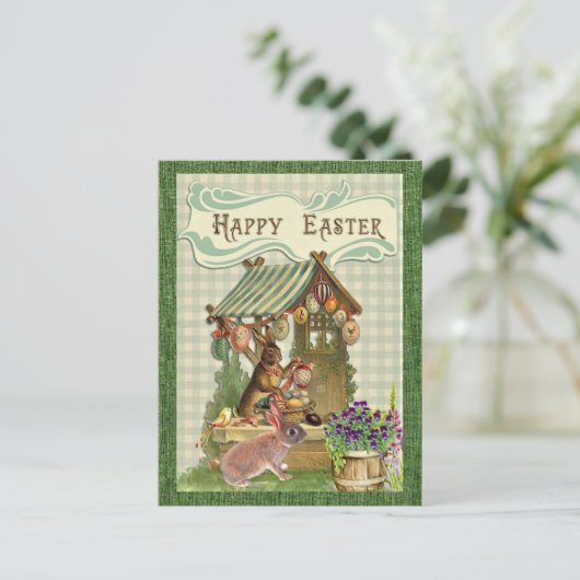  Paaskonijn en Eggs Holiday Briefkaart (Staand voorkant)