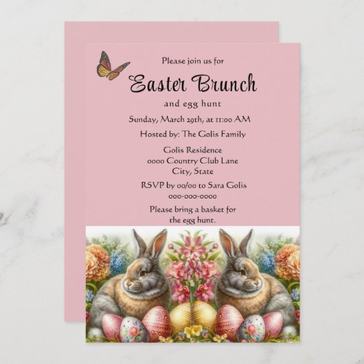 Paaskonijn en Eierjacht Vakantie Kaart (Voorkant / Achterkant)