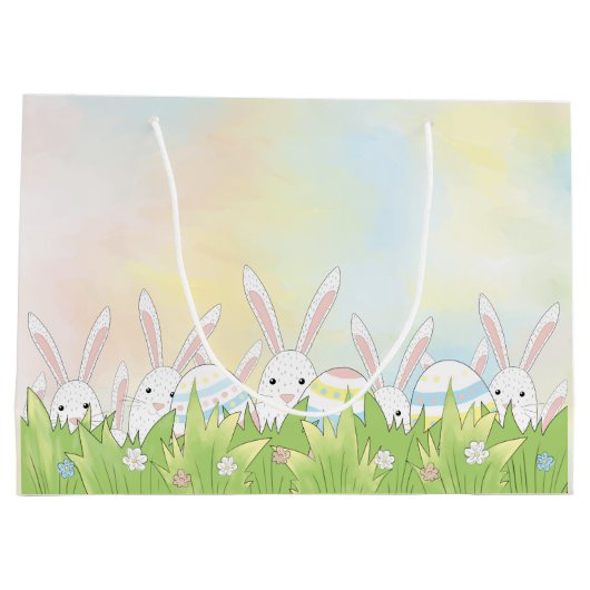 Paaskonijn en eitjes groot cadeauzakje (Achterkant)