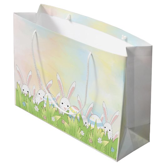 Paaskonijn en eitjes groot cadeauzakje (Achterkant Gekanteld)