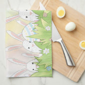 Paaskonijn en eitjes theedoek (Quarter Fold)