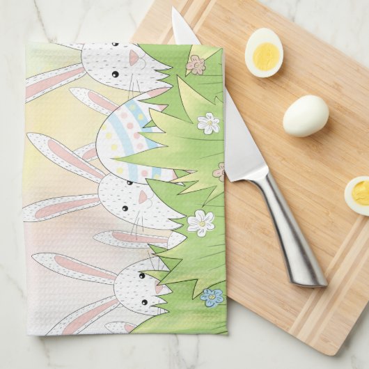 Paaskonijn en eitjes theedoek (Quarter Fold)