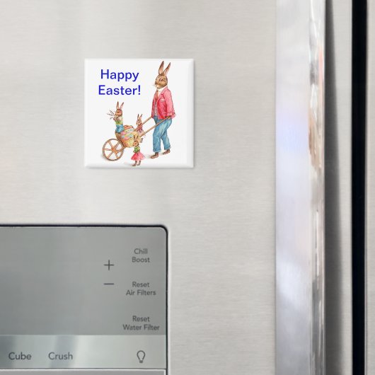 paaskonijn en familie in Egg Cart, ZSSG Magneet (Insitu (Koelkast))