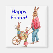 paaskonijn en familie in Egg Cart, ZSSG Magneet (Voorkant)